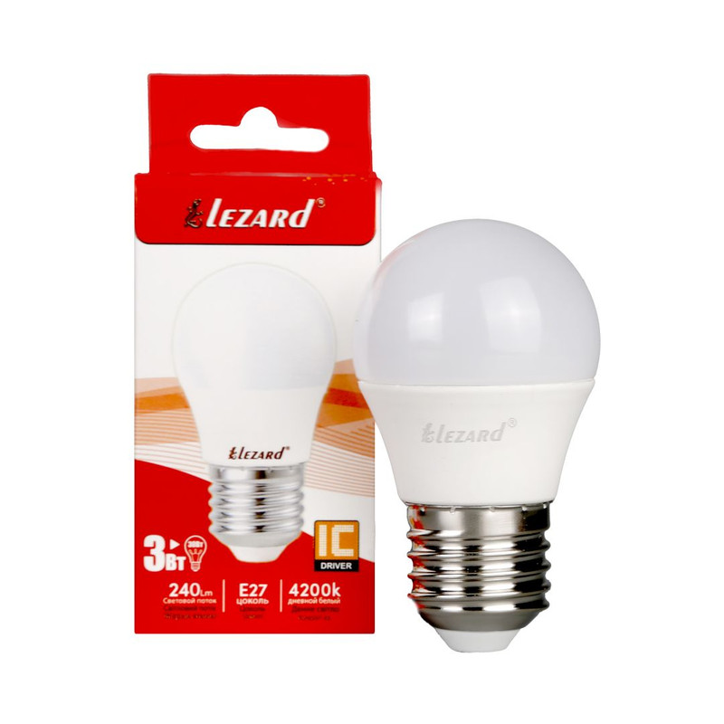 Лампа світлодіодна Lezard LED GLOB A45 3Вт, E27, 240K (442-A45-2703)